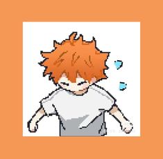 an orange haired boy wearing a white shirt