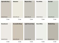 the different shades of paint that are available in this color scheme, including gray and white