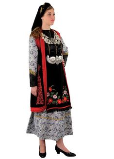 This outfit is imported from Greece and made by the premiere manufacturer of traditional Greek costumes. This traditional dancing costume is a favorite amongst dancing troupes and churches. This outfit ships direct from Greece. Please allow 1-2 weeks for arrival of outfit. This woman's costume consists of segouni flokata coat with embroidery front & back, brocade dress, and apron with embroidery.(Note: The necklace, buckle and head scarf are sold separately.) Women Sizing Reference: Size USA UK waist cm / inches bustcm / inches XSmall 4 6 66-68 74-82 Small 6 8 70-72 82-90 Medium 10 12 72-74 90-96 Large 12 14 74-78 96-104 XLarge 14 16 78-86 104-110 Traditional Festive Costume Dresses, Traditional Costume Sets For Festivals, Traditional Fitted Long Sleeve Costumes, Traditional Embroidered Costume Set, Traditional Long Sleeve Costume Dress, Embroidery Woman, Greek Costume, Woman Costume, Brocade Dress