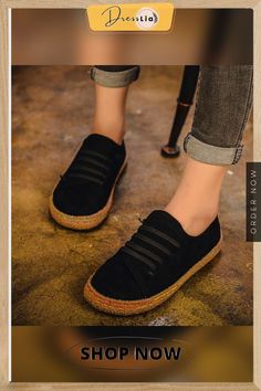 Women Casual Lace-up Flats Comfortable Round Toe Loafers Shoes Casual Suede Lace-up Flats, Casual Lace-up Shoes With Round Toe For Fall, Casual Black Closed Toe Flats, Spring Suede Sneakers With Closed Toe, Spring Lace-up Loafers With Textured Sole, Flat Heel Loafers For Walking, Spring Flat Walking Shoes With Stitched Sole, Spring Suede Closed Toe Sneakers, Suede Sneakers For Spring