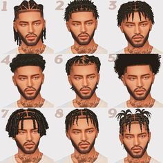 the hairs for males with different facial expressions and hair styles are shown in this screenshot