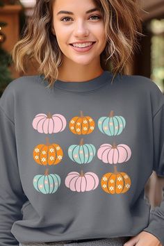 Cute Groovy Pumpkins Graphic Fleece Sweatshirts.Unisex Crew Neck Long Sleeve Sweaters Knits.Crafted from premium materials, tailored to your lifestyle, ensuring a comfortable fit for any occasion.Family Group Uniforms Birthday Party Gift Concert Festival Events.High Quality Direct To Film Printed Graphic Design.50%COTTON,50%POLYESTERNICARAGUAMade In: Nicaragua Long Sleeve Sweaters, Hair Gift, Denim Short Dresses, Concert Festival, Skirt Jumpsuit, Birthday Party Gift, Graphic Design Print, Winter Tops, Denim Leggings