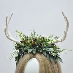 Fairy Woodland Elf Leaf Antler Crown Green Wood White Horn - Etsy Fairy Flower Crown, Antler Crown, Woodland Crown, Fairy Woodland, Woodland Elf, Elves Gift, Fairy Crown, Horn Headband, Bridal Flower Crown