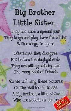 Big Brother Little Sister Quotes, Profile Picture Quotes, Happy Birthday Brother From Sister, Brother Poems, Brother Ideas, Big Brother Quotes, Little Sister Quotes, Big Brother Little Sister