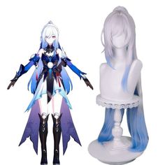 Honkai: Star Rail Jingliu Cosplay Wigs 96cm White Gradient Blue Synthetic Hair Jingliu Cosplay, Honkai Star Rail Character, Blue Cosplay Wig, Wigs Color, Blue Cosplay, Bleached Tips, Color Tips, Bakugan Battle Brawlers, White Gradient