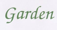 the word garden written in green on a white background