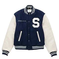 Great shopping ideas for Lettermen Varsity jacket (Blue ) SZA with Wool Chest and Leather Sleeve, Mens winter Coats jacket Varsity Jacket Outfit, Leather Sleeve Jacket, Varsity Jackets, Jersey Jacket, Letterman Jacket, Leather Sleeve, Girls Jacket, Men Winter, Logo Embroidered