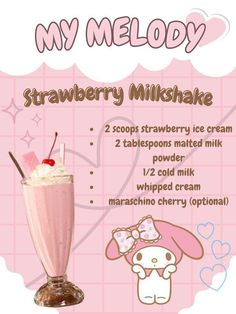 a poster with information about strawberry milkshake