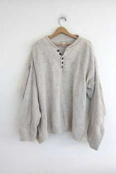 Slouchy Knit Sweater, Oatmeal Sweater, Boyfriend Sweater, Henley Sweater, Mode Inspiration, Fall Winter Outfits, Outfits Casuales, Comfy Outfits, Cute Casual Outfits