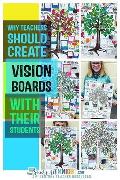 a collage of photos with the words, why teachers should create vision boards with their students