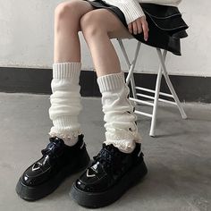 Attention: This price includes a pair of legwears only, others are not included. Casual Knitted Legwear, Casual Fitted Knitted Legwear, Leg Warmers Cute, Knitted Leg Warmers, Kuromi Cinnamoroll, Winter Socks, Sanrio Kuromi, Doc Marten Oxford, Tube Socks