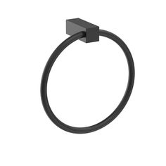 a black towel ring on a white background with no one in the photo to describe it