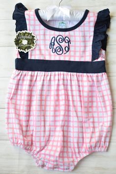 The sweetest pink bubble for your sweet baby!  This baby bubble is IN STOCK AND SHIPS QUICK! Fitted Pink Bubble Romper For Baptism, Pink Ruffled Bubble Romper For First Birthday, Cute Pink Short Sleeve Bubble Romper, Monogram Baby Girl, Monogram Baby, Baby Bubble, Baby Girl Outfit, Baby Monogram, Pink Bubbles