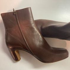 Maison Margiela Ankle Boots In Great Condition. Worn A Handful Of Times In A Carpeted Office. They Are A Size 41 (11 Us), But Fit More Like A Size 10 Us. Heel Is Approximately 2 Inches And The Boot Is Around 8 Inches High (Heel To Top). There Are Some Scuffs (See Pictures). Color Is Cognac/Cocoa Formal Booties With Sculpted Heel, Classic Heeled Boots With Round Toe And Heel Tab, Classic Round Toe Heeled Boots With Heel Tab, Classic Heeled Boots With Heel Tab And Round Toe, Classic Ankle-high Booties With Reinforced Heel, Formal Booties With Sculpted Heel And Almond Toe, Formal Almond Toe Booties With Sculpted Heel, Classic Medium Width Ankle Boot Heels, Classic Ankle Boot Heels With Padded Heel