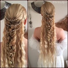 elven hair <3 <3 <3                                                                                                                                                     More Elven Hairstyles, قلادات متدلية, Medieval Hairstyles, Viking Hair, Fantasy Hair, Braid Hairstyles, Medieval Fashion, Hair Art, Hair Dos