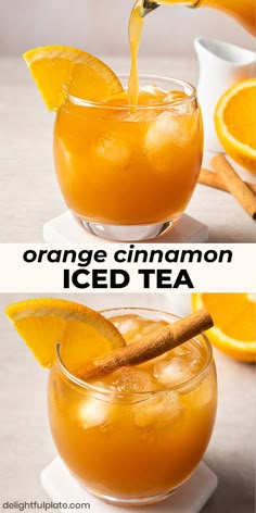 a glass of orange cinnamon iced tea Summer Iced Tea, Makanan Rendah Kalori, Women Together, Orange Tea, Mixed Drinks Recipes