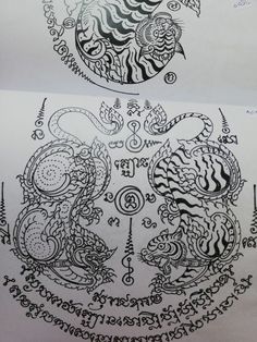 two drawings on paper with different designs