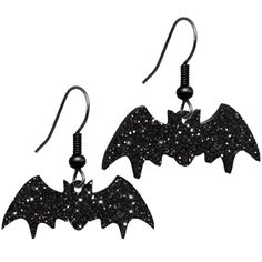 Glittery Black Bat Dangle Earrings | Body Candy Body Jewelry #bodycandy Gothic Things, Kohls Jewelry, Bat Jewelry, Jewelry Promotion, Bat Earrings, Punk Accessories, Black Earrings Dangle, Earrings Purple, Black Bat