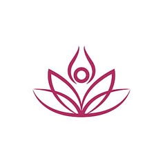 a logo for a yoga studio with a lotus flower on the bottom and leaves in the middle