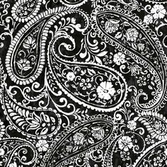 black and white paisley print fabric