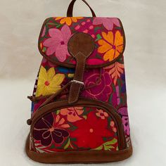 Unique Guatemalan Handmade Backpack. Large And Spacious! Great Quality Work Made By Our Guatemalan Artisans. Handmade Multicolor Standard Backpack, Floral Embroidery Travel Backpack, Casual Floral Embroidered Backpack, Casual Floral Embroidery Backpack, Floral Embroidered Backpack For Daily Use, Embroidered Shoulder Backpack, Floral Embroidery Backpack For Everyday Use, Travel Backpack With Floral Embroidery, Everyday Floral Embroidery Backpack