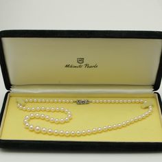 Mikimoto Sterling silver Pearl Necklace with Box Pearl   The necklace is 19.75in Length  Pearls are white cream-colored pearls ranging from 4mm to 8mm Comes with Box  Item Number 5881 Mikimoto Earrings, Colored Pearls, Mikimoto Pearls, Silver Pearl Necklace, Pearl Color, Necklace Sterling Silver, Silver Pearls, White Cream, Item Number