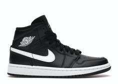 Jordan 1 Mid Women, Jordan 1 Mid Black, Air Jordan 1 Mid Black, Authentic Jordans, Jordan Logo, Womens Air Jordans, Womens Jordans, Cute Nikes, White Shoes Women