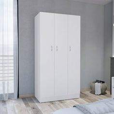 DeeHome Wardrobe Armoire 71H" with 3-Doors and 2-Inner Drawers, 3 Doors, White Wardrobe Storage Cabinet, Closet Mirror, Armoire Wardrobe Closet, 3 Door Wardrobe, Furniture Wardrobe, Free Standing Closet, Modular Wardrobes, White Closet, White Wardrobe