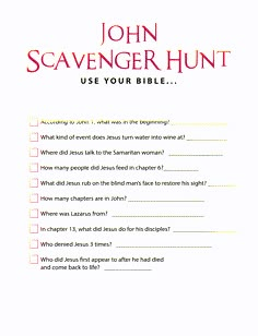 FREE John Bible Scavenger Hunt - Children's Ministry Deals Bible Scavenger Hunt, Catechism Crafts, Bible Games For Kids, John Bible, The Book Of John, Bible Study Activities, Childrens Ministry Curriculum, Bible Worksheets, Verses For Kids