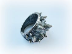 Spiked Urchin Ring Sterling Silver - Thorn Silver Ring - Spiked Ring Sterling Silver - Spiked Armor Ring Sterling Silver - Spike Jewelry This edgy sterling silver ring is one of my newest designs! Its has the spikes of a sea urchin texture, yet is is has also a modern design. It is solid sterling silver and has a good weight without getting too heavy for you. You can choose between the oxidised version and the sterling silver shinny version. It is also available in solid brass for 45 dollars. (c Handmade Punk Rings As Gift, Handmade Punk Rings For Gift, Adjustable Spiked Jewelry As Gift, Adjustable Spiked Jewelry For Gift, Spiked Armor, Manly Jewelry, Gay Jewelry, Afro Jewelry, Spike Jewelry