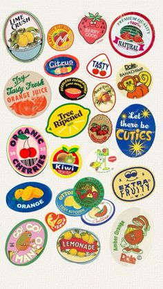 many different types of stickers on a white surface