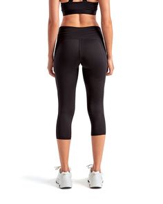 Ladies' Three-Quarter Performance Leggings - BLACK - L | TriDri Women's Three-Quarter Performance Leggings in Black Size Large | Polyester/Elastane Black Tight Bottoms With Elastic Waistband, Tight Black Elastane Pants, Black Tight Elastane Bottoms, Black Tight Mid-rise Bottoms, Tight Black Elastane Bottoms, Black Compressive Leggings, Black Full-length Leggings With Elastic Waistband, Fitted Black Leggings With Elastic Waistband, Black Full Length Leggings With Elastic Waistband