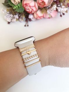 Trendy Watch Band As Gift, Trendy Watch Bands As Gift, Trendy Gift Watch Bands, Trendy White Apple Watch Band For Gift, Trendy White Apple Watch Band Gift, Trendy White Watch Band For Gift, Trendy White Watch Bands For Gift, Trendy White Watch Bands As Gift, Gold Adjustable Watch Band As Gift