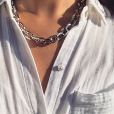 Stainless Steel Chain Necklace. Brand New And Excellent Quality. Super Chic And Easy To Wear. Material: Stainless Steel Length: 18” Width: 12mm Trendy Chunky Silver Necklace, White Chunky Chain Jewelry For Everyday, Everyday White Jewelry With Chunky Chain, Everyday White Chunky Chain Jewelry, Modern White Clavicle Chain Necklace, Bold Link Necklaces, Chic White Chunky Chain Necklace, White Link Chain Metal Necklace, Chunky Chain White Necklace For Everyday Wear