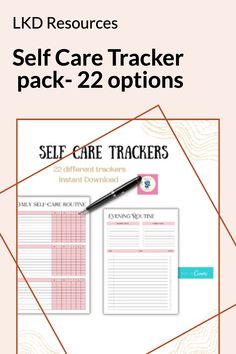 the self care tracker is shown with text