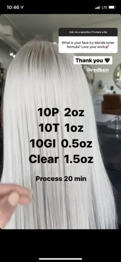 White Blonde Formula, Blonde Formulas, Shades Formulas, Hair Knowledge, Redken Formulas, Toner Formulas, Salon Pics, Hair Color Placement, Hair Formulas