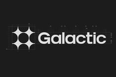 the logo for galactic is shown in white on a black background with an abstract design