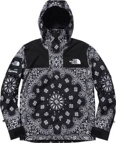 Supreme x The North Face North Face Mountain Jacket, Dude Clothes, North Face Outfits, Mountain Jacket, Blue Bandana, Jacket Parka, Urban Wear, Bandana Print