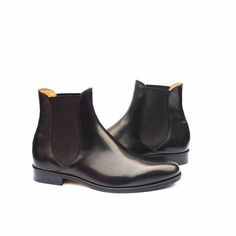 Handmade Black Calf Leather Chelsea Men Fashion Dress Boot on Storenvy Fitted Snip Toe Chelsea Boots For Business, Leather Chelsea Boots With Pointed Toe For Office, Leather Pointed Toe Business Boots, Business Leather Boots With Pointed Toe, Pointed Toe Leather Chelsea Boots For Office, Leather Pointed Toe Boots For Business, Business Boots With Leather Sole And Almond Toe, Leather Chelsea Boots With Almond Toe For Office, Business Boots With Leather Sole