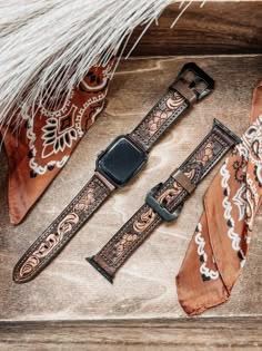 All leather smart watchband that will fit most smart watches. Easily kick your arm candy up a notch with these western inspired designs. Vintage Adjustable Apple Watch Band Rectangular, Vintage Adjustable Apple Watch Band, Vintage Brown Leather Strap For Apple Watch, Adjustable Brown Watch Band, Vintage Adjustable Bracelet Strap Apple Watch Band, Adjustable Vintage Bracelet Strap Apple Watch Band, Brown Adjustable Bracelet Strap Watch Band, Adjustable Brown Bracelet Strap Watch Band, Vintage Adjustable Hand Tooled Watch Bands