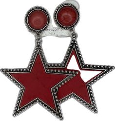 Red Star-shaped Party Jewelry, Red Star-shaped Jewelry For Parties, Red Star-shaped Party Earrings, Red Star-shaped Earrings For Party, Red Star Charm Earrings, Red Star-shaped Earrings With Star Charm, Trendy Red Pierced Earrings, Red Star-shaped Nickel-free Earrings, Red Star Charm Earrings For Gift