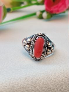 Vintage Coral Ring-Beautiful Coral Ring-Red Coral Silver Ring--Statement Ring-Handmade Ring-Oval Coral Ring-Designer Ring--Adjustable Ring About Item ; Materiel : 925 Sterling Silver Stone : Natural Coral  Weight :  46 Carat  Approx. Ring Size : Adjustable: Payment Policy  We Accept The Payment Vie  PayPal Only : Thanks For Visit Our Shop  JewelsGalleryShop Adjustable Red Oval Ring, Adjustable Oval Red Ring, Red Oval Bohemian Rings, Handmade Adjustable Oval Ring, Adjustable Oval Rings For Gifts, Adjustable Oval Rings For Gift, Adjustable Oval Rings As Gift, Artisan Oval Ring As Gift, Artisan Oval Rings For Gifts