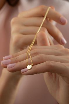 10K 14K 18K Solid Gold Tiny Circle Necklace, Minimalist Dainty Diamond Necklace, Dainty Diamond Necklace for Women, Anniversary Gift for Her, Minimalist Jewelry  FEATURES• Solid Gold (real gold, not gold plated or gold filled material)• Gold Karat: 10K (417) - 14K (585) - 18K (750) (optional)• Pendant Height: 0.28 Inches (0.71 cm)• Pendant Width: 0.28 Inches (0.71 cm)• Available Gold Color: Yellow gold, rose gold and white gold (optional)• Diamond weight: 0.015 ct• Diamond color: G-H Color• Diam Elegant Gold Birthstone Necklace In Recycled Gold, Yellow Gold Plated Solitaire Necklace Gift, Yellow Gold-plated Solitaire Necklace Gift, Elegant Charm Necklaces With Initial Pendant In Recycled Gold, Gold Solitaire Necklace As Gift, Elegant 14k Gold Initial Round Necklace, Gold Solitaire Necklace Gift, Elegant 14k Gold Round Initial Necklace, Delicate Yellow Gold Pendant Initial Necklace