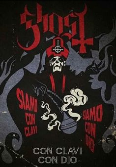 the poster for ghost 3 is shown in black and red colors, with an image of a