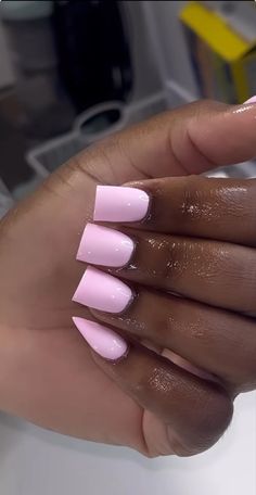 Lavender Nails Black Women, Stiletto And Square Nails Together, Square Nails With Stiletto Pinky, Plain Acrylic Nails, Nail Inspo Pink, Overlay Nails, Plain Nails, Colored Acrylic Nails