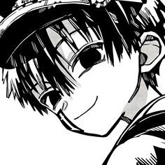 a black and white drawing of a boy wearing a hat