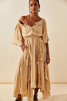 Beach Bliss Maxi Dress | Free People 40 Dress, Tan Dresses, Layered Skirt, Crochet Trim, Shop Maxi Dresses, Boho Clothing, Free People Dress, Spring Dresses, Long Maxi Dress