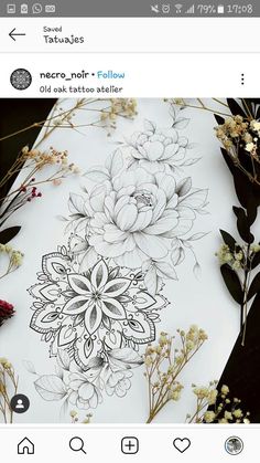 an image of flowers and leaves on a white sheet with the words tattoodes written in it