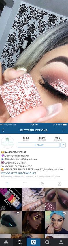 For those wondering where the Glitter Eyeshadow is from Shiny Makeup, Professional Makeup Kit, Too Much Makeup, Makeup List, Drugstore Makeup, Makeup Accessories, Kiss Makeup