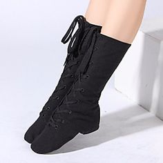 Category:Jazz Shoes; Upper Materials:Canvas; Heel Type:Flat Heel; Actual Heel Height:0.39; Gender:Women's; Style:Boots; Heel Height(inch):<1; Outsole Materials:Leather; Occasion:Training,Performance; Closure Type:Zipper; Listing Date:09/18/2020; Production mode:External procurement; Foot Length:; Size chart date source:Provided by Supplier. Black Ballet Shoes, Dance Shoes Jazz, Punk Style Outfits, Dance Competition Dress, Ballet Boots, Funky Hats, Fairy Shoes, Dance Boots, Performance Training